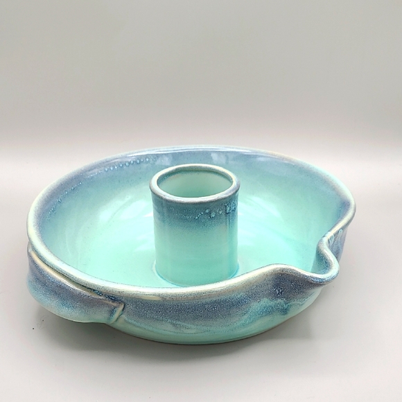 Tumbleweed Pottery Upright Chicken Cooker Roaster in Blue - Picture 1 of 6